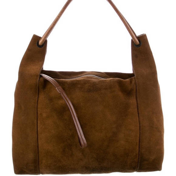 Gucci Handbags - Gucci Brown Suede Structured Hobo Bag